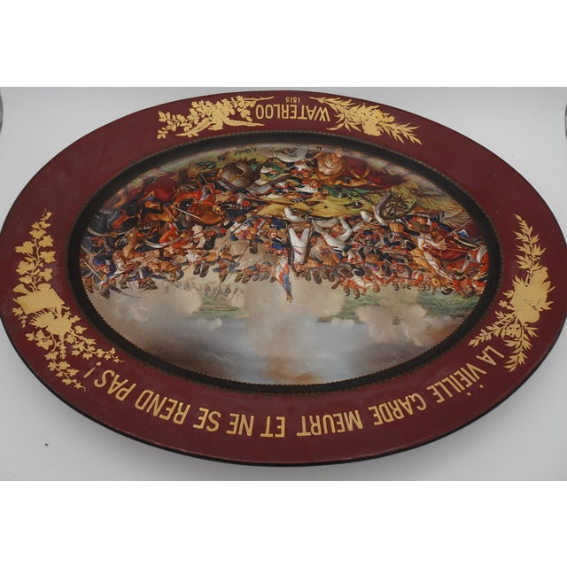 Large Hand-Painted Wall Charger Plate Depicting Waterloo Battle with Napoleon by Jean Antoine Mertel, 1866 For Sale - Image 17 of 18