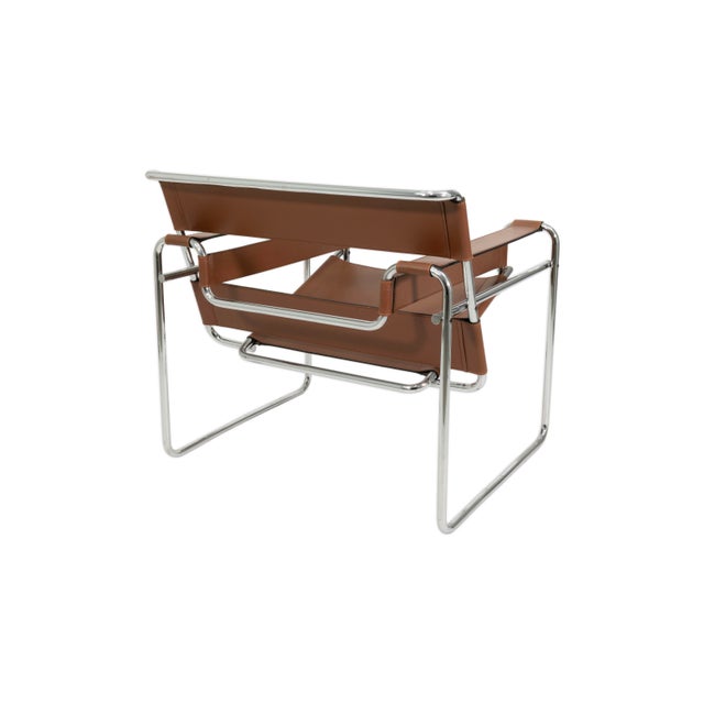 Knoll Pair of Marcel Breuer for Knoll Original Cognac Leather Wassily Chairs For Sale - Image 4 of 9