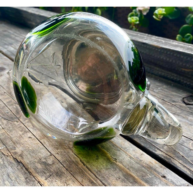 Antique German Jugendstil Glass Beer Stein With Green Applied Glass & Pewter Lid, Circa 1900 For Sale - Image 15 of 16