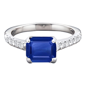 Natural Sapphire Diamond Ring 6.5 14k W Gold 1.99 TCW Certified, Size 6.5