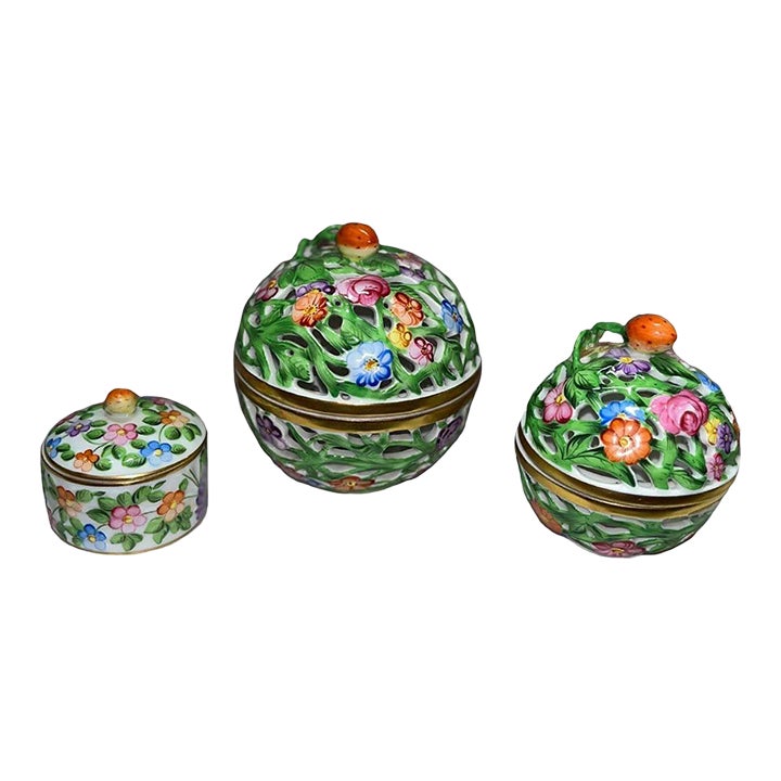 Herend Hungary Porcelain Boxes Set of 3 Chairish