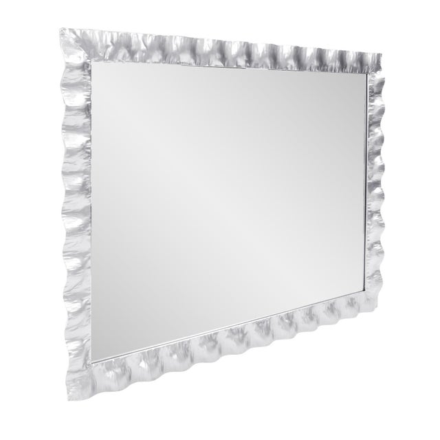 La Bailadora Bright Silver Ruffled Metal Vanity Mirror For Sale In Chicago - Image 6 of 11