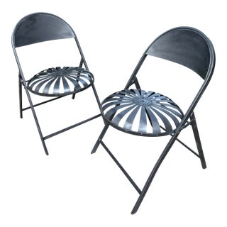 Francois Carre Vintage Folding Patio Chairs- A Pair For Sale