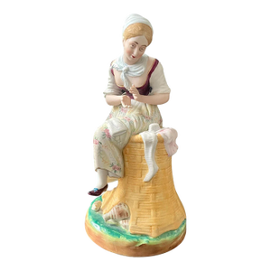 Vintage Geo Borgfeldt Bisque Porcelain Coin Bank – Limited Edition Seated Lady Figurine