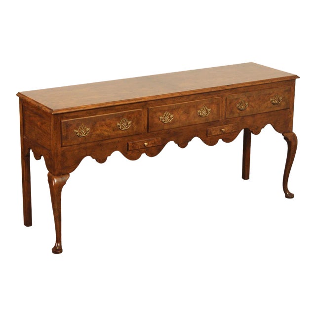 Baker Queen Anne Style Burlwood Sideboard Buffet For Sale