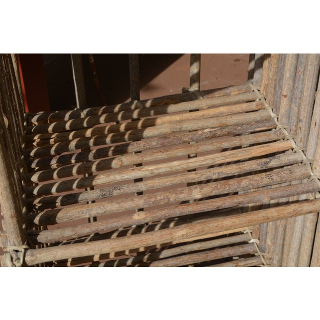 Wood Vintage Rustic Twig Wood & Rawhide Arched Wall or Floor Shelf Shelving For Sale - Image 7 of 14