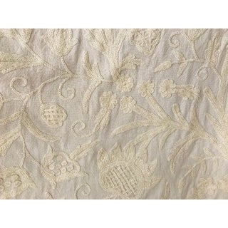 Cream Color Wool Crewel on Muslin- 5 1/2 Yards For Sale