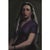 An intriguing oil on canvas portrait painting of a veiled woman wearing a purple dress. The portrait is presented in a...