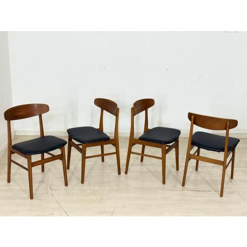 For sale is a set of four beautiful vintage chairs from the Danish manufacturer Sax. These chairs impress with their...