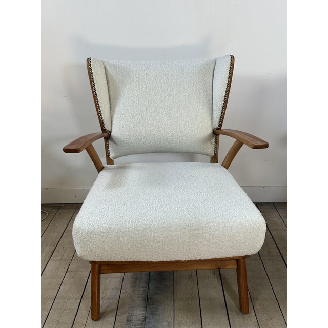 Wood Armchairs in Wood and Bouclé Fabric, 1950s, Set of 2 For Sale - Image 7 of 15