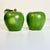 1980s Vintage Boho Chic Arts & Crafts Trompe L’Oeil Green Apple Salt & Pepper Shakers - A Pair For Sale - Image 12 of 14
