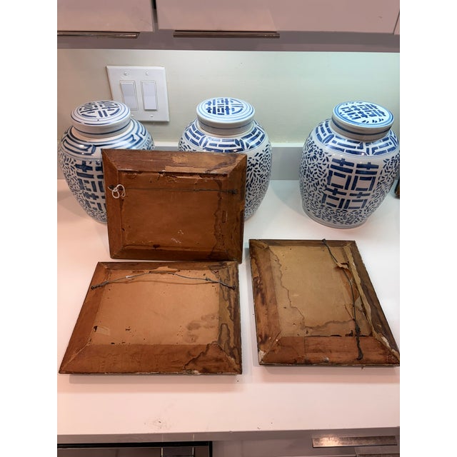 Vintage Mini Oil Wood Landscape Paintings in Distressed Ornate Wood Frames – Set of Three For Sale - Image 15 of 16