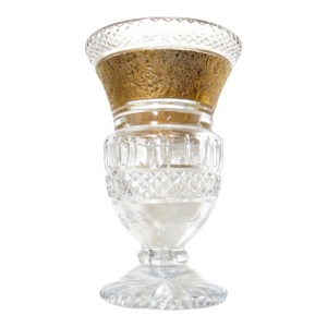 Vintage Moser Glassworks 24k Gold Incrusted Cut Crystal Vase