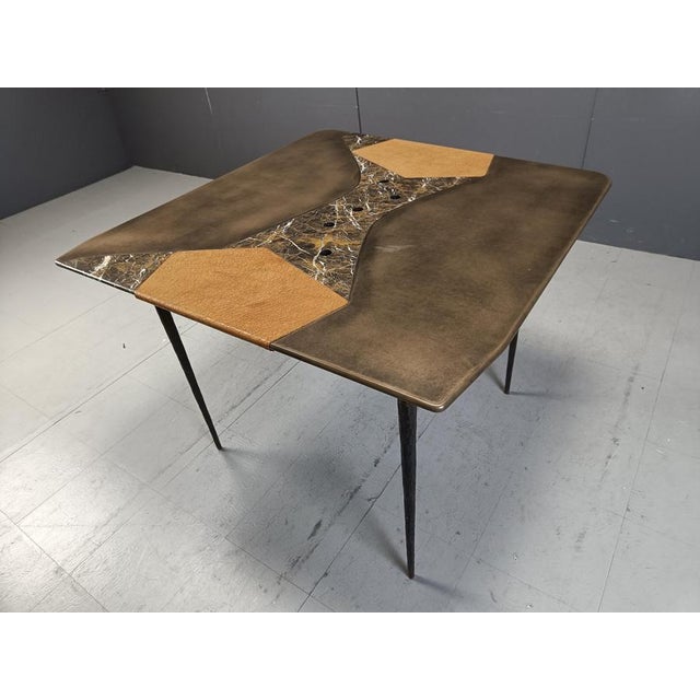 Hand Made Dining Table with Marble, 1990s For Sale - Image 11 of 12