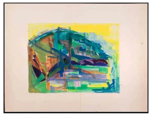Emile Marze, Abstract Composition, Original Tempera, Late 20th Century