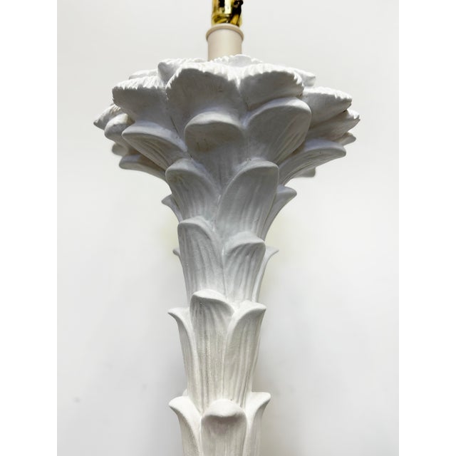 Large Hollywood Regency Palm Fronds Lamp in Serge Roche Style For Sale In Miami - Image 6 of 7