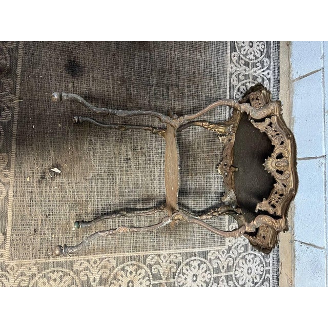 19th Century Antique Victorian Style Patinated Cast Iron and Decorated Side Table. For Sale - Image 5 of 12