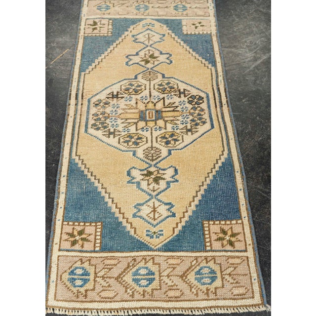 Tan Turkish Mini Rug Oriental Hand Knotted Vintage Rug 1'5" x 3' #21221 For Sale - Image 8 of 8