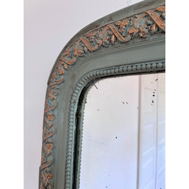 French Antique French Louis Philippe Mirror – Green and Gold, Late 19th Century For Sale - Image 3 of 9