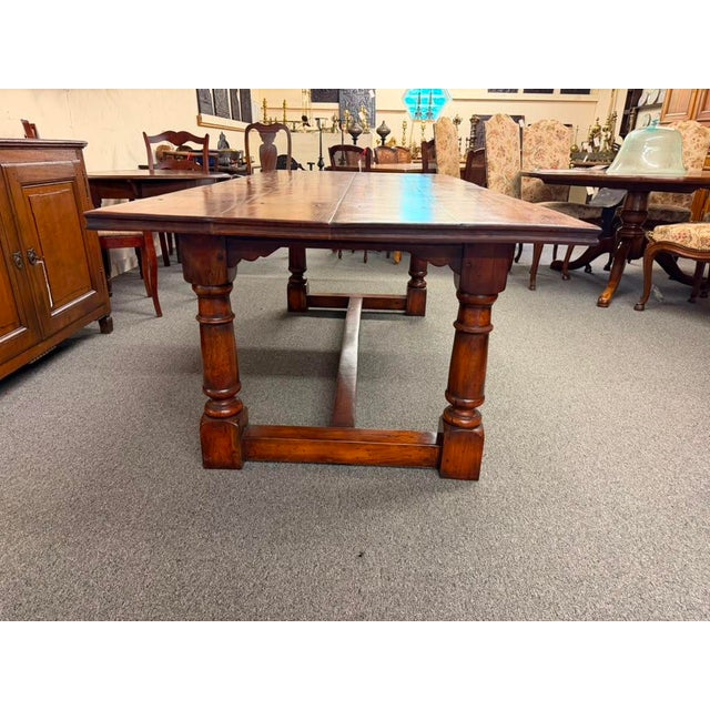 Wood Mahogany English Country Rustic Farmhouse Dining Table, Circa 1980 For Sale - Image 7 of 12