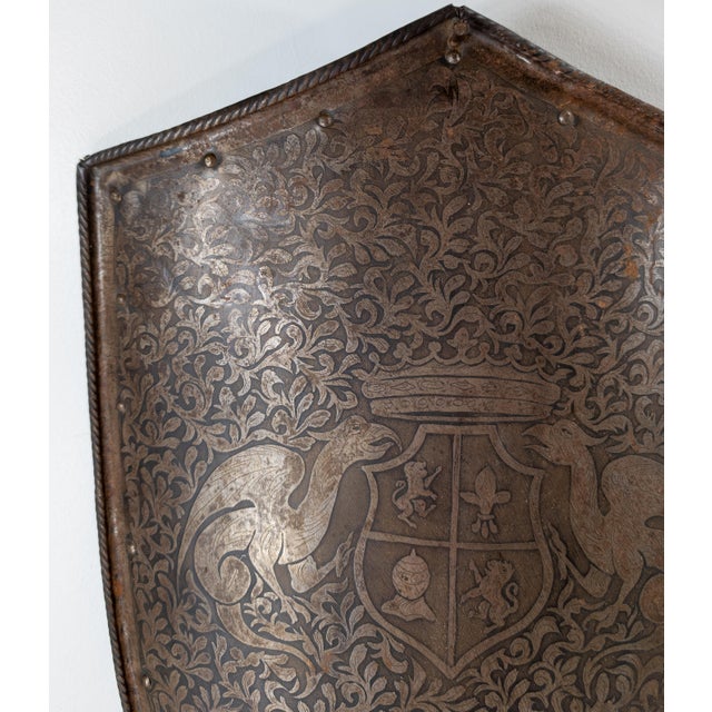 Gothic 19th Century Renaissance Medieval Revival Etched Steel Heater Shield For Sale - Image 3 of 12