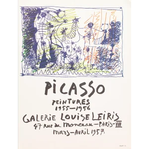 1957 After Pablo Picasso, Poster "Picasso Paintings 1955-1956" Exhibition in Louise Leiris Gallery