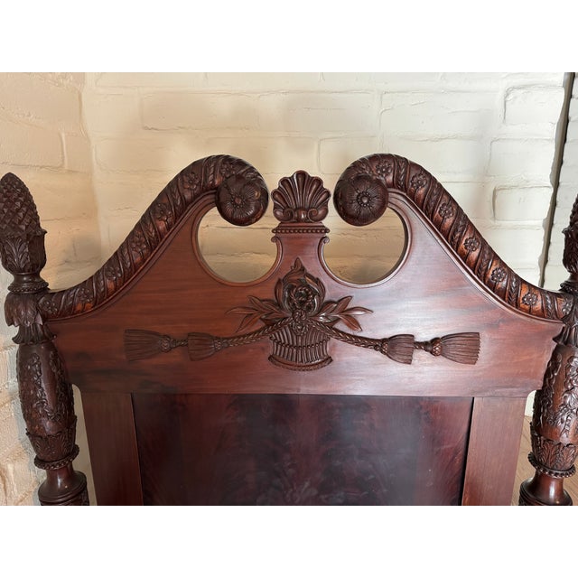 19th Century English Regency Victorian Carved Mahogany Bed For Sale In San Diego - Image 6 of 7