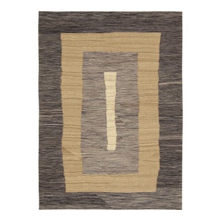 Rug & Kilim’s Contemporary Persian Kilim in Gray and Beige-Brown Geometric Patterns For Sale
