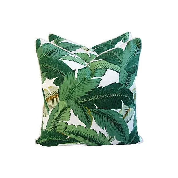Beverly Hills Iconic Banana Leaf Feather/Down Pillows 24" Square - Pair For Sale In Los Angeles - Image 6 of 8