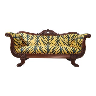 Vintissimo 1940s Biedermeier Solid Sofa Reupholstered With Pattern Design