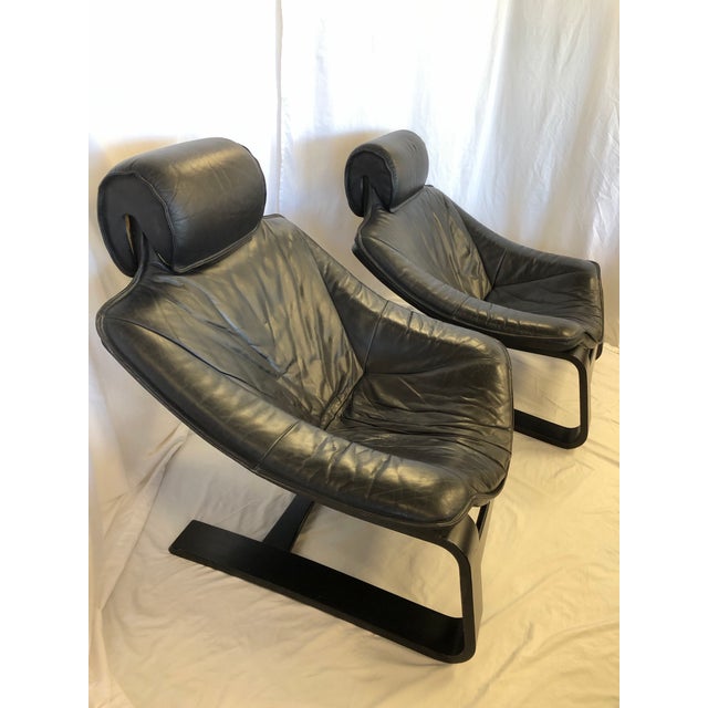 1970s Kroken Style Leather Armchairs, a Pair For Sale - Image 5 of 12