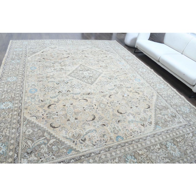 1970s Vintage Persian Handmade Wool Cotton Light Brown Area Rug For Sale - Image 4 of 11