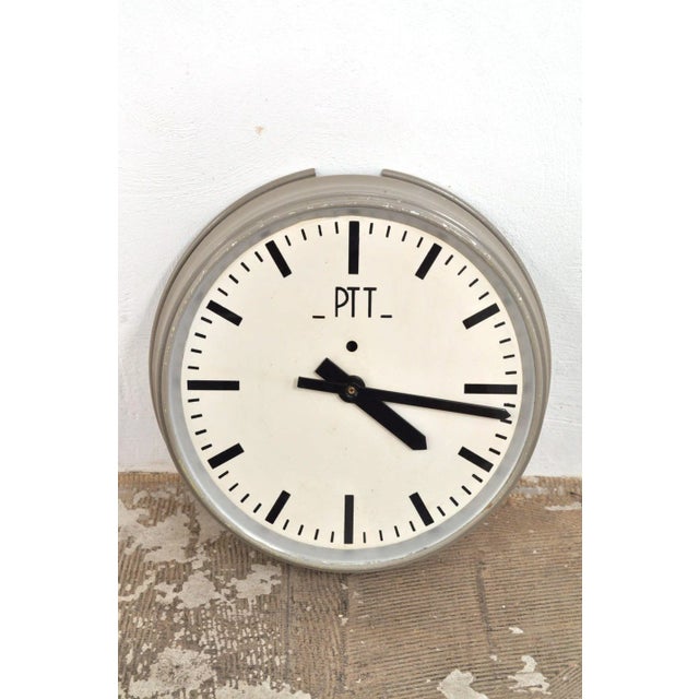Metal Vintage Wall Clock from PTT, 1960s For Sale - Image 7 of 9