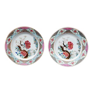 Chinese Export Famille Rose Porcelain Pair of Large Dishes, Circa 1735–1750 For Sale