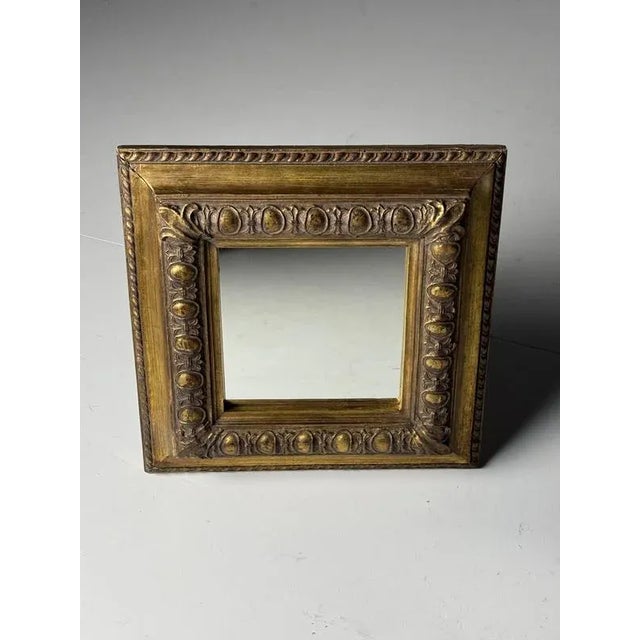 Vintage Gold-Colored Square Mirror For Sale - Image 3 of 16