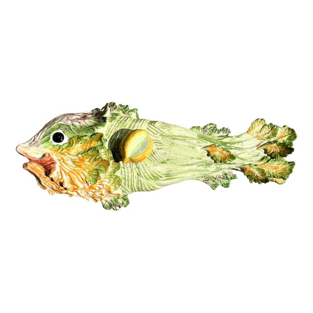Vintage Italian Glazed Ceramic Fish Tureen For Sale