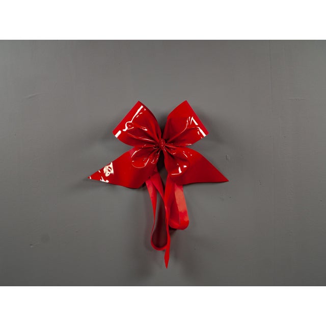 Large Red Gift Bow Hand-Formed from Plastic For Sale - Image 10 of 13