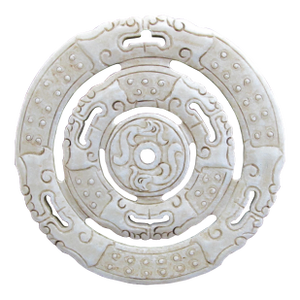 Chinese Large Dragon Carved Stone Medallion Disc With Stand