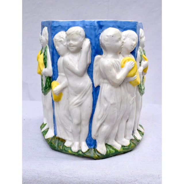 Early 20th C. Italian Majolica Planter in the Manner of Della Robbia For Sale - Image 9 of 11