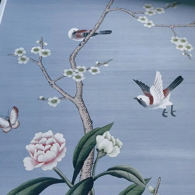 Paper Chinoiserie Wall Artwork, Wallpaper Panel - Set of ( No Frame) For Sale - Image 7 of 8