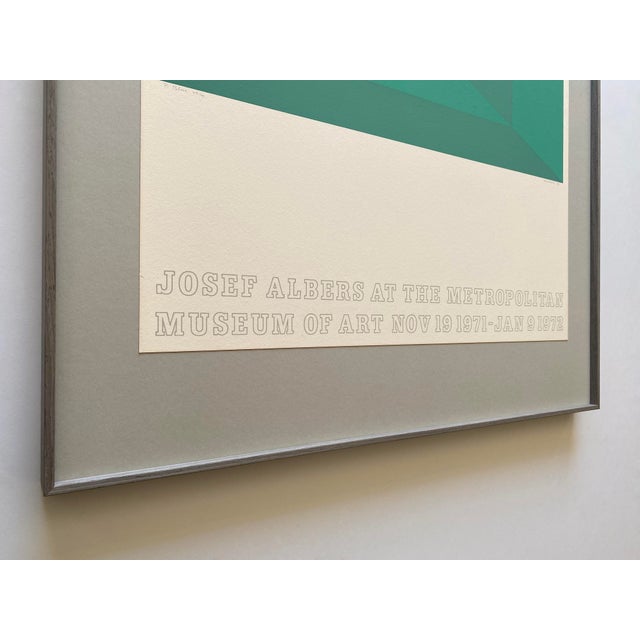 Josef Albers Vintage 1971 Limited Edition Hand Signed " P-Blue " Framed Mid Century Modernist Exhibition Silkscreen Print For Sale - Image 10 of 18