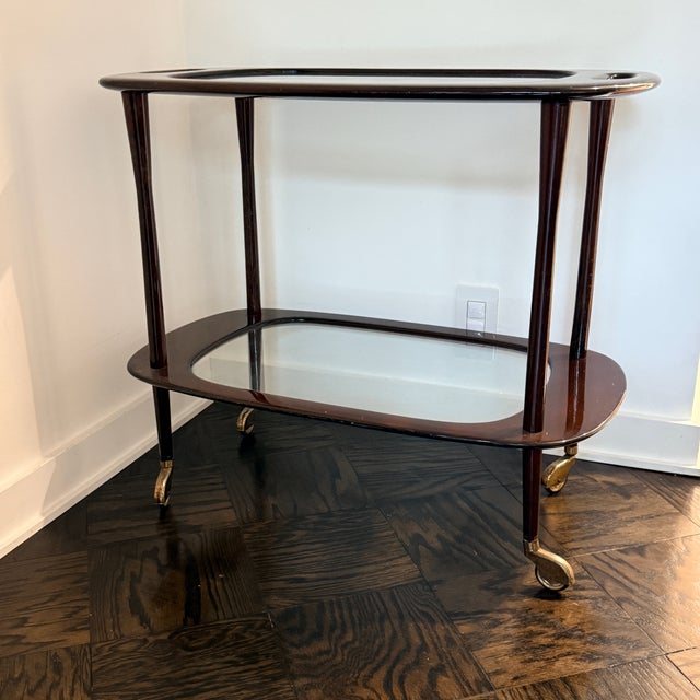 Cesare Lacca Midcentury Mahogany Italian Serving Bar Cart For Sale - Image 12 of 12
