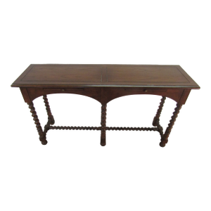 Henredon Solid Oak Barley Twist Leg Console Table