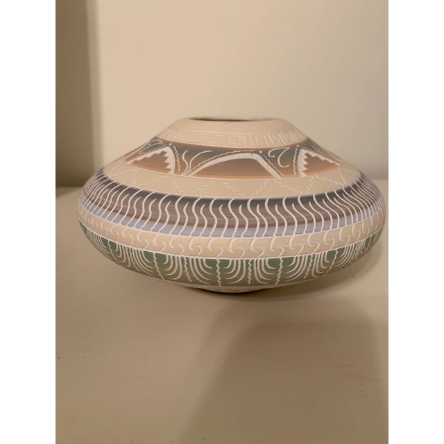 Vintage e.o. Whitegoat Navajo Pottery Colorful Etched Seed Pot For Sale - Image 12 of 12