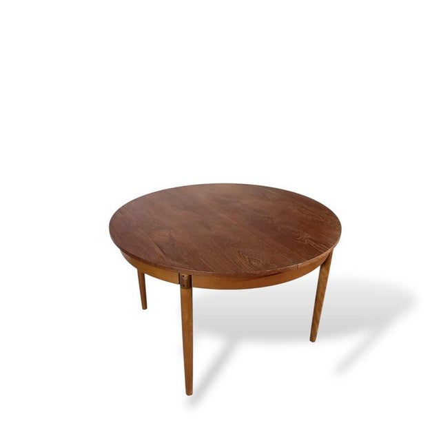Vintage Danish Round Extending Dining Table For Sale - Image 4 of 9