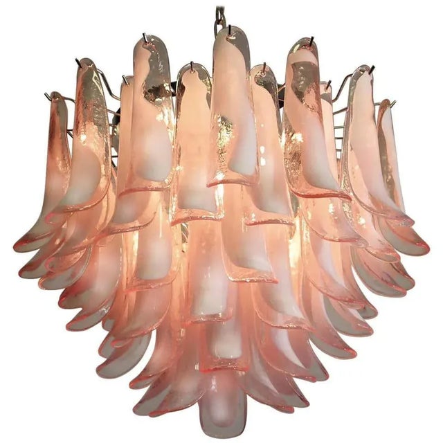 Metal Italian Flamingo Petal Chandeliers, Murano, Set of 3 For Sale - Image 7 of 11
