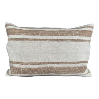 Turkish Hemp Pillow Cushion Natural Beige Brown Pillow Cushion Cover 16" x 24" For Sale