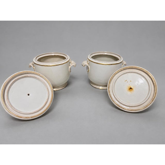 19th Century Pair, French Old Paris Style Gilt Porcelain Fruit Coolers or Ice Pails 19th C. For Sale - Image 5 of 9