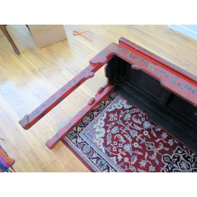 Ruby Red Large 1850s Chinoiserie Console With Original Finish Untouched For Sale - Image 8 of 10