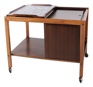 Bar Cart in Rosewood with Royal Copenhagen Tiles by Severin Hansen, 1960s
